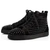 2023 mens dress casual shoes Luxurys Designers high low tops studded spikes fashion suede leather black silver women flat sneaker Party