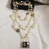 Collares pendientes Mujer Perlas largas Cadena de bloqueo Collane Lunghe Donna Camelia Layered Party c Collar Marca Joyería 221105