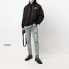 Jeans de créateurs Amirs européens et américains Marque de mode High Street MX1 Bleu clair Patchwork en détresse Slim Fit à la mode 2pqxh