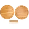 Hooks Round Bamboo Turntable Cabinet Organizer 2-laag Spice Rack verwijderbare spinnableed voor keuken multifunctioneel