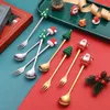 Set di stoviglie Moda Posate in acciaio inossidabile Cucchiaio Forchetta Set Alce Decorazione albero di Natale Dessert Frutta Caffè Forniture natalizie