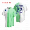 Los Baseball Jersey 22 Vintage Bad Bad Bunny Split Menas Mulheres Juventude