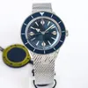 OM nuevos relojes 42 mm A10370161C1A1 Bisel de cerámica Esfera azul Marcadores de plata Movimiento A2824 Malla de acero inoxidable Bracele Relojes de pulsera automáticos