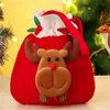 Рождественская подарочная сумка стертого сгруппированного мультфильма Старик снеговик оленя