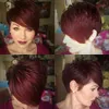 Hair Lace Wigs Female Short Hair Partial Division Wine Red Chemical Fiber Headgear Pixie Wigs