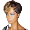 Hårspets peruk peruk kvinnors korta raka hår partiell gradvis färg kemisk fiber huvudbonader