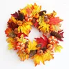 Decorative Flowers Autumn Wreath Pumpkin Pine Cones Fall Garland Rattan Halloween Christmas Decoration Front Door Window Home Decor Drop