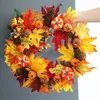 Decorative Flowers Autumn Wreath Pumpkin Pine Cones Fall Garland Rattan Halloween Christmas Decoration Front Door Window Home Decor Drop