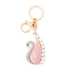 Popular Crystal Swan Diamond Set Keychain Bag Car Alloy Jewelry Keychains Accessories Pendant Birthday Gift For Girl