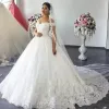 Abito da sposa bianco principessa a Ivory Off di abiti da sposa in pizzo spalla Abito da ballo a cuore più dimensioni su misura