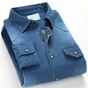 Мужские повседневные рубашки качество весенняя осень мужская джинсовая джинсовая рубашка мягкая 100% хлопок.