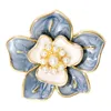 Elegant Pink Blue Pearl Camellia Flower Brooches Handmade Enamel Colorful Fashion Decorative Pins for Clothes Women Accessories