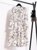 Vintage Floral Printed Shirt Women Spring Autumn Dress Korean Style Long Sleeve Elegant Bow Midi Summer Vestidos