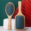 Naturliga träpaddel hårborstar för kvinnor män barn antistatiska fina massag hårbotten