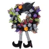 2021 عيد الهالوين باب الزهور معلقة زخرفة الهالوين قبعة الساق الساق باب اليقطين إكليلا