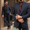 2 pièces mode pied-de-poule smokings de mariage hommes costumes sur mesure veste à fines rayures deux boutons smokings pointe revers blazer affaires décontracté manteau et pantalon