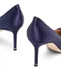 Designer Designer Sandalo Brand Pompe Scarpe Abito Luxuria Sandali Navy 70mm Crystal Buckle Silk Satin Satin Reghi