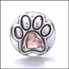 Charms Colorf Crystal Dog Paw Sier Color Snap Button Charms Women Jewelry Findings Pet Loved Rhinestone 18Mm Metal Snaps Buttons Diy Dhyxm