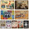 Rota 66 Metal Pintura de metal Placas de lata de lata chiques para Wall Home Craft Cafe Bar Garage Decoration Vintage Poster Decor 20cmx30cm woo