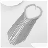 チェーンRisyhファッションテクスチャーMtilayer Metal Chain Tassel Necklace Wild Short Memale Accessories Chains Drop Delivery Necklac Dhe7f