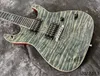 Lvybest Customized Electric Guitar Ebony Fingerboard With Colorful Abalone Inlay Luxury Quilt Flame Gray Top Chrome