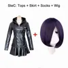 Anime Tokyo Ghoul Touka Kirishima Cosplay Kostüm Tam Set Üniforma PU Siyah Deri Siyah Elbise Hoodie Kadınlar Cadılar Bayramı Dövüş Elbisesi J220720