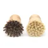 Household Cleaning Tools Round Wood Brush Handle Pot Dish home Sisal Palm Bamboo Kitchen Chores Rub Cleaning Brushes LT160