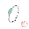 925 Sterling Silver Fashion Emerald cut Tourmaline Band Rings For Women Elegant Paraiba Gemstone Silver Fine Jewelry