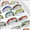 Bagues de bande Lots entiers 36 pièces femmes en acier inoxydable bijoux de mode bague Mticolor diamant bande anneaux femmes W Wmtfze Dh 2010257I Drop D Dhhl2