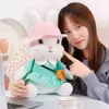 1Pc 223545Cm Happy Rabbit With Hats Filled Rabbit With Bag Beautiful Toy Plush Animal Pillow ldren Birthday Gift J220729