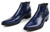 Män kohud korta stövlar nya high-top sko spetsig stil rent läder skapade dubbel blixtlås läder stövel arbetsskor stor storlek 48