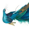 Christmas Decorations Simulation Peacock Decor Home Hanging Ornaments Ribbon Clip 30.5cm Natural Feathers Plastic Realistic Long Tail Bird