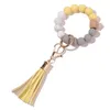 Partie Silicone Perles En Bois Porte-clés Daim Gland Bracelet Porte-clés Anti-perte Bracelet Porte-clés pour La Maison Bois Perlé Artisanat Décoration De Voiture Pendentif FY3656 ss1124