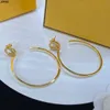 Grandi orecchini a cerchio in oro Designer per le donne Designer Studs Cerchi di diamanti di lusso Marchio Lettera F Gioielli di moda con Box248i