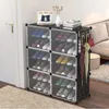 Klädförvaring Multilayer Plastic Shoe Cabinet Dammtätskor Organisator Modularskåpet för hemutrymme med dörr med dörr