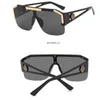 Sonnenbrille Trendige einteilige große Rahmen Mode Hohlgläser für Männer und Frauen Markendesigner Herren Metall