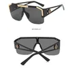 Lunettes de soleil à la mode une pièce grand cadre mode lunettes creuses pour hommes et femmes marque Designer hommes métal