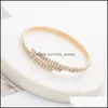 Bangle Bangle Fashion Ladies Gold Ploated Sier Bracelet Crystal Rhinestone Elastische polsbandje bruidsgeschenk sieradenbangle druppel d dhr1m