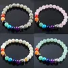 7 Chakra Natural Stones Buddha Strand Bracelet Healing Balance Meditation Rainbow Reiki 8mm Round Beads Men Jewelry BK325