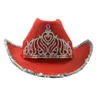 Berets Fashion Western Cowboy Hat Big Brim Jazz Top Sequin Crown Hipster Party For Festivals