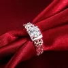 Anéis de casamento 925 Sterling Silver Zircon Hollow Patter Ring for Women Fashion Engagement Party Gift Charm Jewelry