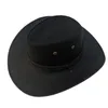 Berets Faux Suede Western Cowboy Hat With Windproof Rope Wide Brim Jazz Cowgirl All-match For Festival Celebrations