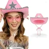 Baretten Vintage Fedora Hoed Unisex Vilt Dames Cowboyhoeden Met Pailletten Sterpatroon Westerse Stijl Top Motorkap Heren Cosplay