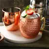 Tazze Moscow Mule Mug Pinzette Tazza 600ml Martello in acciaio inossidabile 304 Spot Light Corpo rivestito in vetro da cocktail nero placcato in rame