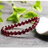 Strand Wholesale 6mm Genuine Natural Wine Red Garnet Quartz Crystal Bracelets Women Femme Charm Stretch Transparent Round Bead Bracelet