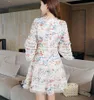 Self Portrait Dress Women High-end Print Floral Embroidery Hollow Out Lace V-neck Pink Bohemian Beach