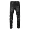 Damage Fade Motocycle Denim Jeans For Mens Popular Leather Panelled Knee Distressed Stretch317L