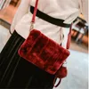 Akşam çantaları moda peluş messenger çanta kadın cep telefonu zarfı debriyaj saf renk bayan kadın omuz crossbody