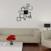 Duvar Saatleri Preciser 3D akrilik ayna saat çalışması Diy kare kombinasyon çıkartmaları kuvars iğne oturma odası dekorasyonu