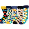 Men's Socks Design 5 Pairs Funny Happy Men Cotton Party Streetwear Couples Crew Year Halloween Casual Fashion Large Size